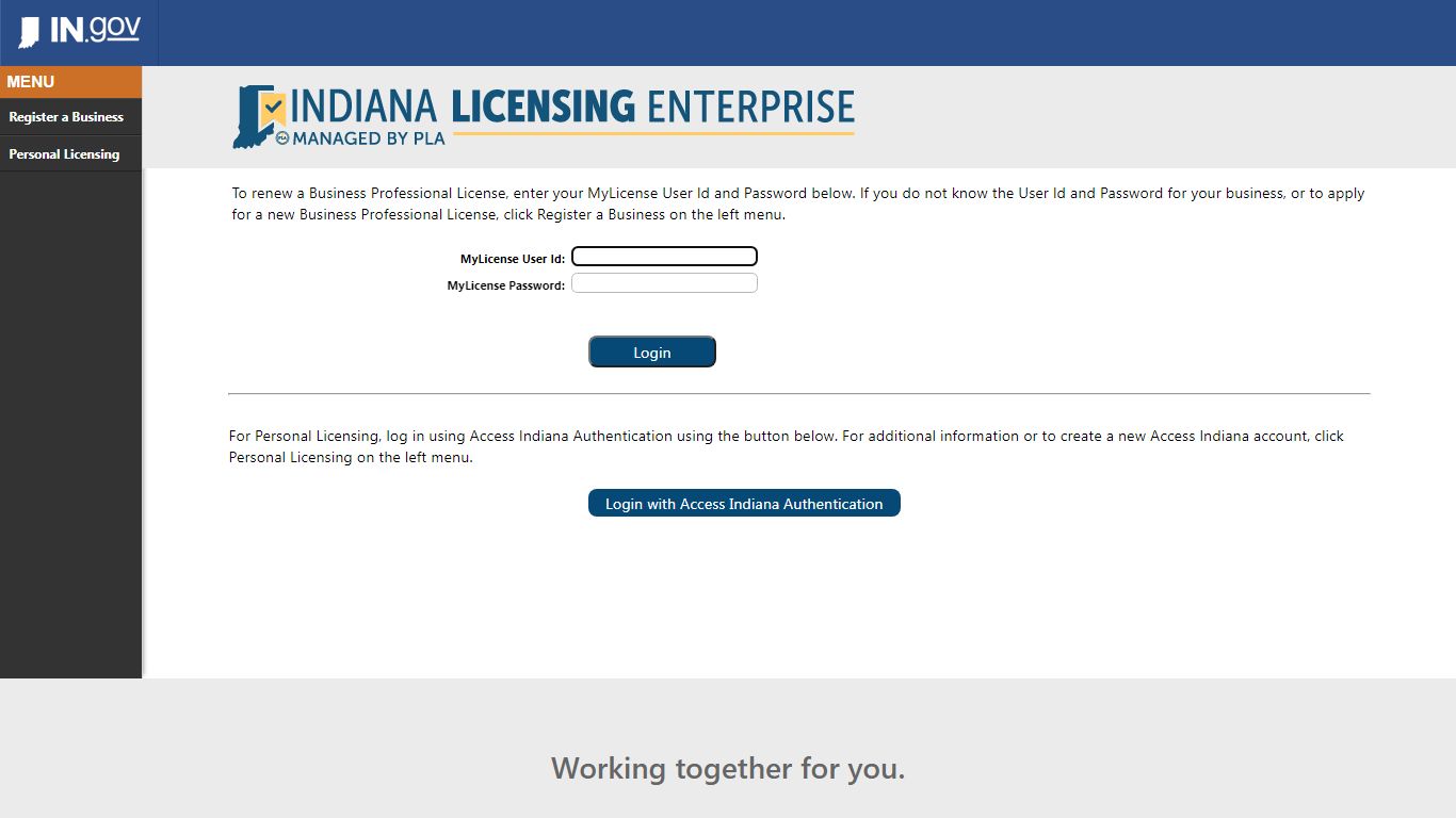 Login - Indiana