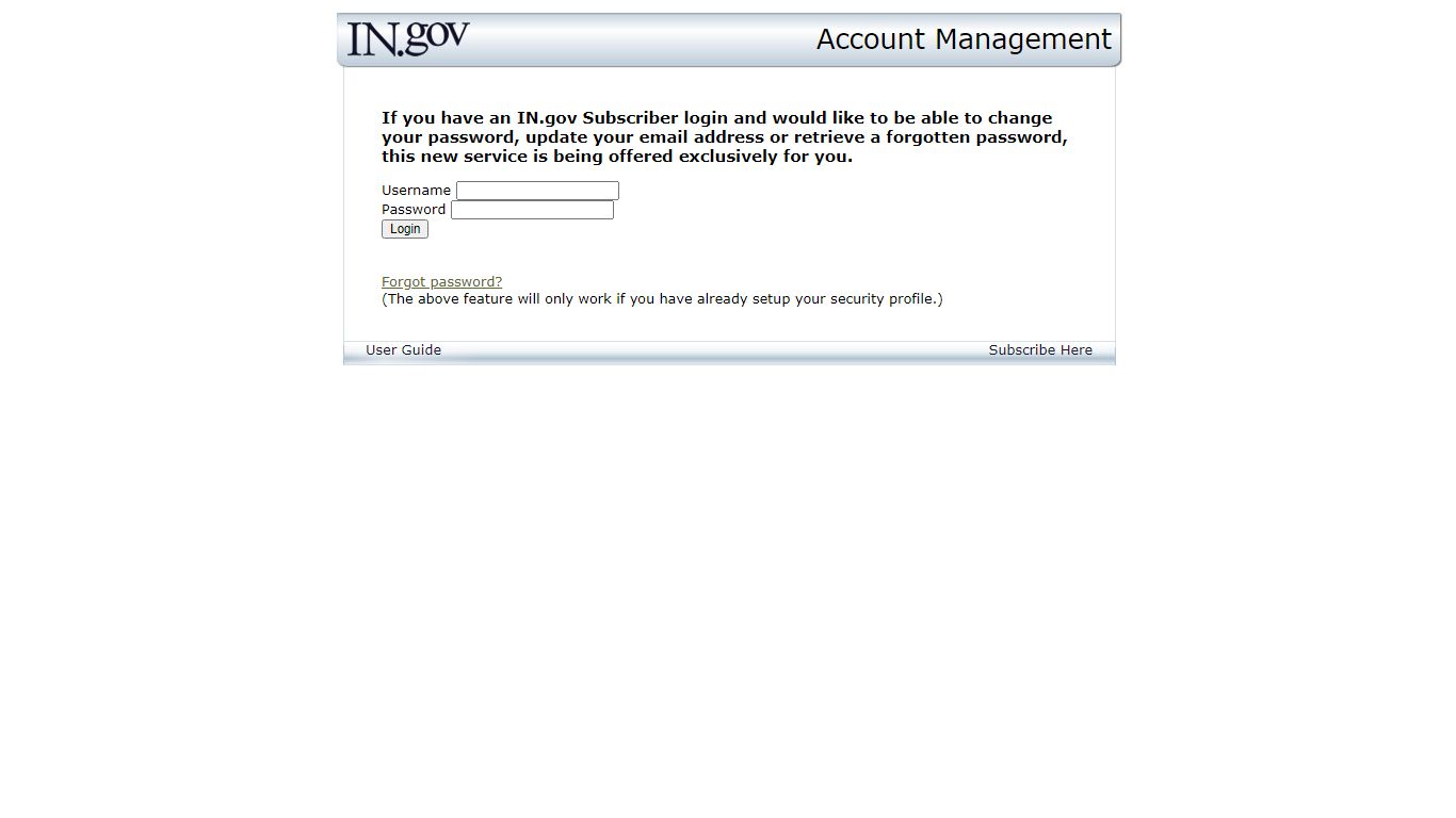 Log In To Manage Your IN.gov Account - Indiana